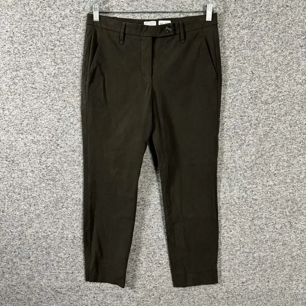 Brunello Cucinelli Women's Size U.S 6 Brown Slim Leg Cropped Chino Pants